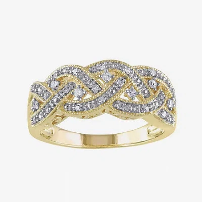 Fine Jewelry 1/8 Ct.t.w. Natural Diamond Yellow Gold Over Silver Ring In Transparent