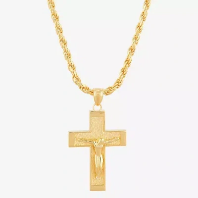 Fine Jewelry 18k Gold Over Silver Crucifix Pendant Necklace In Multi