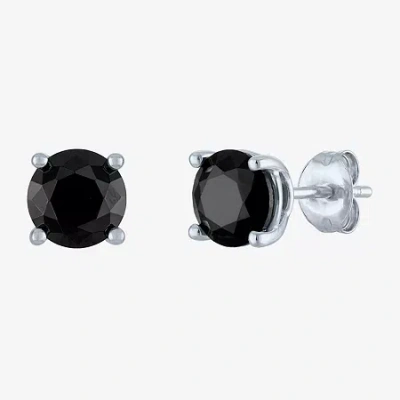 Fine Jewelry 2 Ct. T.w. Natural Black Diamond 10k White Gold 6.5mm Round Stud Earrings
