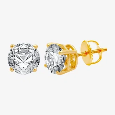 Fine Jewelry 2 Ct. T.w. Natural White Diamond 14k Gold 6.3mm Stud Earrings In Yellow