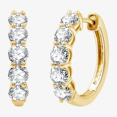 Fine Jewelry 2 Ct.t.w.certified (h-i / I1) Lab Grown Diamond 10k Or 14k White Or Yellow Gold 19mm Hoop Earrings