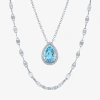 Fine Jewelry 2-pc.birthstone Necklace Set In Sterling Silver In Blue