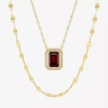 Fine Jewelry 2-pc.birthstone Necklace Set In Sterling Silver In Burgundy