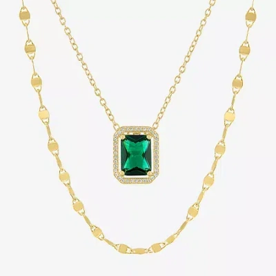 Fine Jewelry 2-pc.birthstone Necklace Set In Sterling Silver In Green