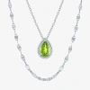 Fine Jewelry 2-pc.birthstone Necklace Set In Sterling Silver In Green