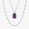 Fine Jewelry 2-pc.birthstone Necklace Set In Sterling Silver In Purple