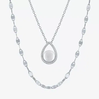 Fine Jewelry 2-pc.birthstone Necklace Set In Sterling Silver In White