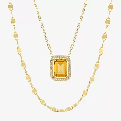 Fine Jewelry 2-pc.birthstone Necklace Set In Sterling Silver In Yellow