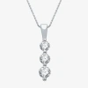 Fine Jewelry 3-stone Linear (h-i / I1) Womens 1/2 Ct. T.w. Lab Grown White Diamond 10k White Gold 18 Inch Pendant In White