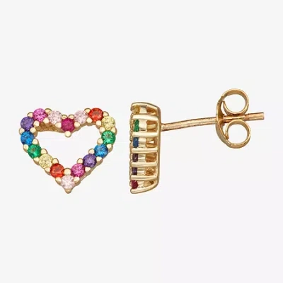 Fine Jewelry Kids' 3/4 Ct. Multi Color Cubic Zirconia 14k Gold Over Silver 9mm Stud Earrings In Transparent