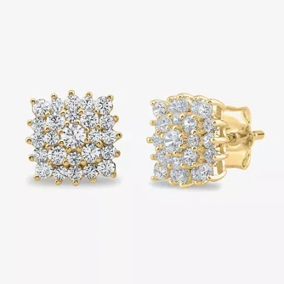 Fine Jewelry 3/4 Ct. T.w. Lab Grown White Diamond 10k Gold 9.3mm Stud Earrings In Transparent