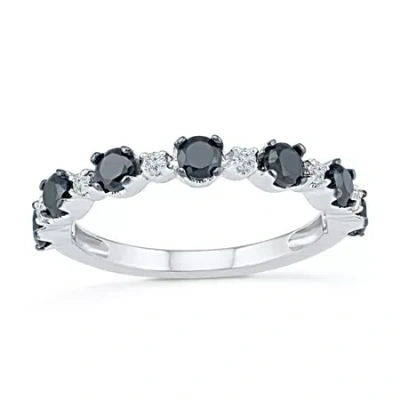 Fine Jewelry 3/4 Ct.t.w. Natural White And Color Enhanced Black Diamond Sterling Ring In Transparent