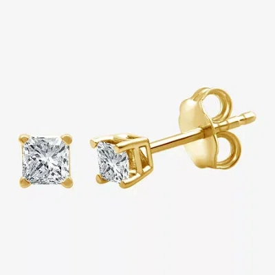 Fine Jewelry 3/8 Ct. T.w. Lab-grown (g / Si1-si2) Diamond Princess-cut Stud Earrings In 10k Or 14k Gold In Yellow