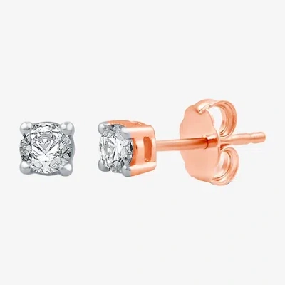 Fine Jewelry 3/8 Ct. T.w. Natural White Diamond 10k Or 14k Gold Stud Earrings In Pink