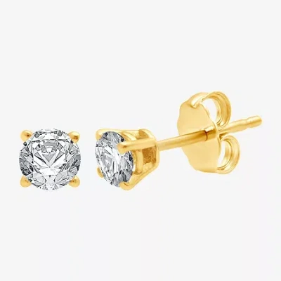 Fine Jewelry 3/8 Ct. T.w. Natural White Diamond 14k Gold 4.5mm Round Stud Earrings In Yellow