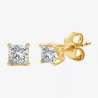 Fine Jewelry 5/8 Ct. T.w. Lab-grown (g / Si1-si2) Diamond Princess-cut Stud Earrings In 10k Or 14k Gold In Yellow
