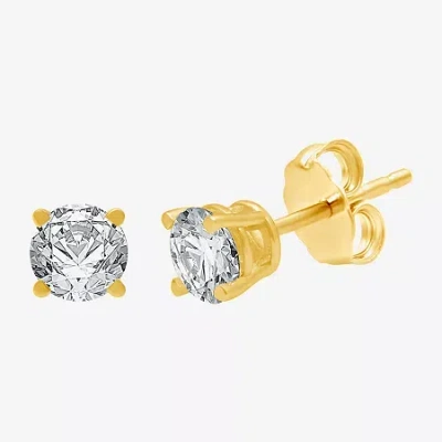 Fine Jewelry 5/8 Ct. T.w. Natural White Diamond 10k White Gold 4.3mm Round Stud Earrings In Yellow