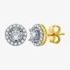 Fine Jewelry 5/8 Ct. T.w. Natural White Diamond 10k White Gold 8mm Round Stud Earrings In Yellow