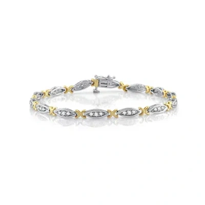 Fine Jewelry 7 1/2 Inch 1 Ct.t.w. Natural Diamond 10k Gold Link Bracelet In Transparent