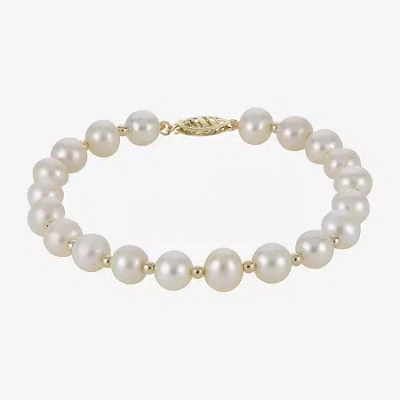 Fine Jewelry 7-7.5mm Cultured Freshwater Pearl Sterling Silver Bracelet In Transparent