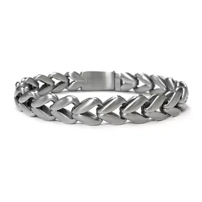 Fine Jewelry 8 1/2 Inch Mens Stainless Steel 8 1/2 Inch Link Bracelet In Transparent