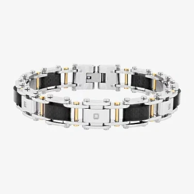 Fine Jewelry 8 5/8 Inch Stainless Steel Solid Link Bracelet In Transparent