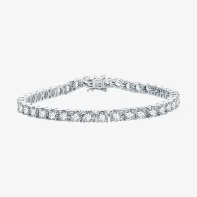 Fine Jewelry 8 Ct.t.w. Womens Natural Diamond 10k White Gold 7.5 Inch Tennis Bracelet In Transparent