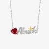 Fine Jewelry Abuela Womens Lab Created Red Ruby 10k Gold Sterling Silver Heart 18 Inch Pendant Necklace In Transparent