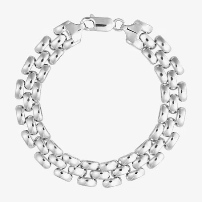 Fine Jewelry Athra Sterling Silver 7.5 Inch Hollow Panther Chain Bracelet In Transparent
