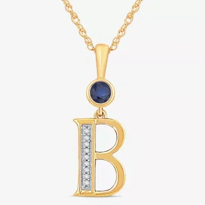 Fine Jewelry B Womens Lab Created Blue Sapphire 14k Gold Over Silver 18 Inch Pendant Necklace In Transparent