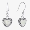 Fine Jewelry Bali Inspired Womens Genuine White Mother Of Pearl Sterling Silver Heart Drop Earrings In Transparent