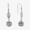 Fine Jewelry Bali Inspired Womens Sterling Silver Ball Round Drop Earrings In Transparent