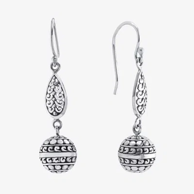 Fine Jewelry Bali Inspired Womens Sterling Silver Ball Round Drop Earrings In Transparent