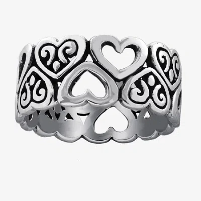 Fine Jewelry Bali Inspired Womens Sterling Silver Heart Cocktail Ring In Transparent