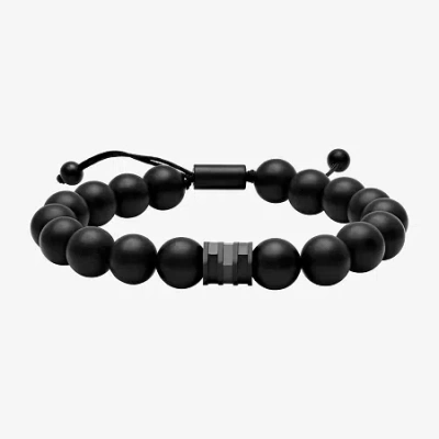 Fine Jewelry Beaded Mens Genuine Black Onyx Stainless Steel Bolo Bracelet