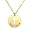 Fine Jewelry Birthstone Name Womens Simulated Multi Color Cubic Zirconia 10k White Gold Cross 18 Inch Pendant Nec In Yellow