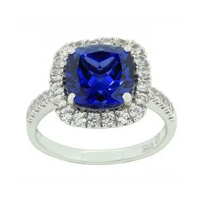 Fine Jewelry Blue & White Lab-created Sapphire Sterling Silver Ring In Transparent