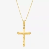Fine Jewelry Bonded Brilliance Crucifix Womens 14k Gold Cross 18 Inch Pendant Necklace In Yellow