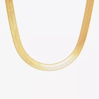 Fine Jewelry Bonded Brilliance Womens 14k Gold Over Silver 20 Inch Herringbone Chain Necklace In Yellow