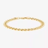Fine Jewelry Bonded Brilliance Womens 14k Gold Over Silver 7.5 Inch Hollow Link Chain Bracelet In Yellow