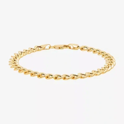 Fine Jewelry Bonded Brilliance Womens 14k Gold Over Silver 7.5 Inch Hollow Link Chain Bracelet In Yellow