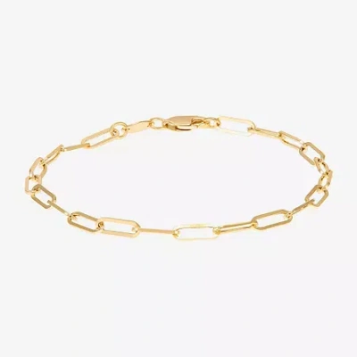 Fine Jewelry Bonded Brilliance Womens 14k Gold Over Silver 7.5 Inch Hollow Link Chain Bracelet In Yellow