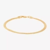 Fine Jewelry Bonded Brilliance Womens 14k Gold Over Silver 7.5 Inch Solid Herringbone Chain Bracelet In Yellow