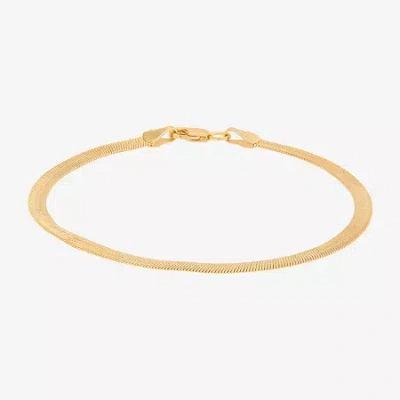 Fine Jewelry Bonded Brilliance Womens 14k Gold Over Silver 7.5 Inch Solid Herringbone Chain Bracelet In Yellow