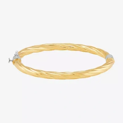 Fine Jewelry Bonded Brilliance Womens 14k Gold Over Silver Bangle Bracelet In Yellow
