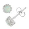 Fine Jewelry Children's Sterling Silver Opal 4mm Stud Earrings In Metallic