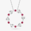 Fine Jewelry Christmas Wreath Womens Lab Created Red Ruby Sterling Silver Circle 18 Inch Pendant Necklace In Transparent