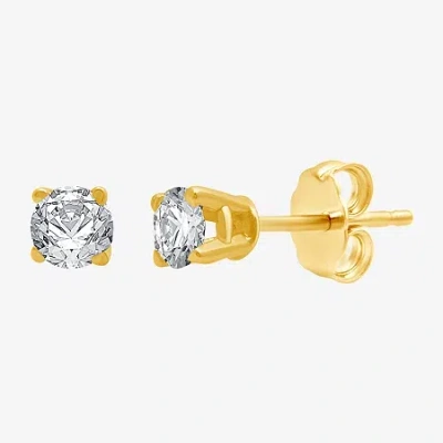 Fine Jewelry Classic Collection 1/4 Ct. T.w. Natural White Diamond 10k Gold 3.2mm Stud Earrings In Yellow