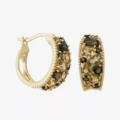 Fine Jewelry Color-enhanced Smoky And Yellow Quartz Hoop Earrings In Multi