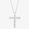 Fine Jewelry Cross (f/si2) Womens 2 Ct. T.w. Lab Grown White Diamond Sterling Silver Cross 18 Inch Pendant Neckla In White
